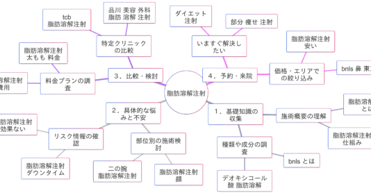 「脂肪溶解注射」関連検索キーワードの検索意図マインドマップ